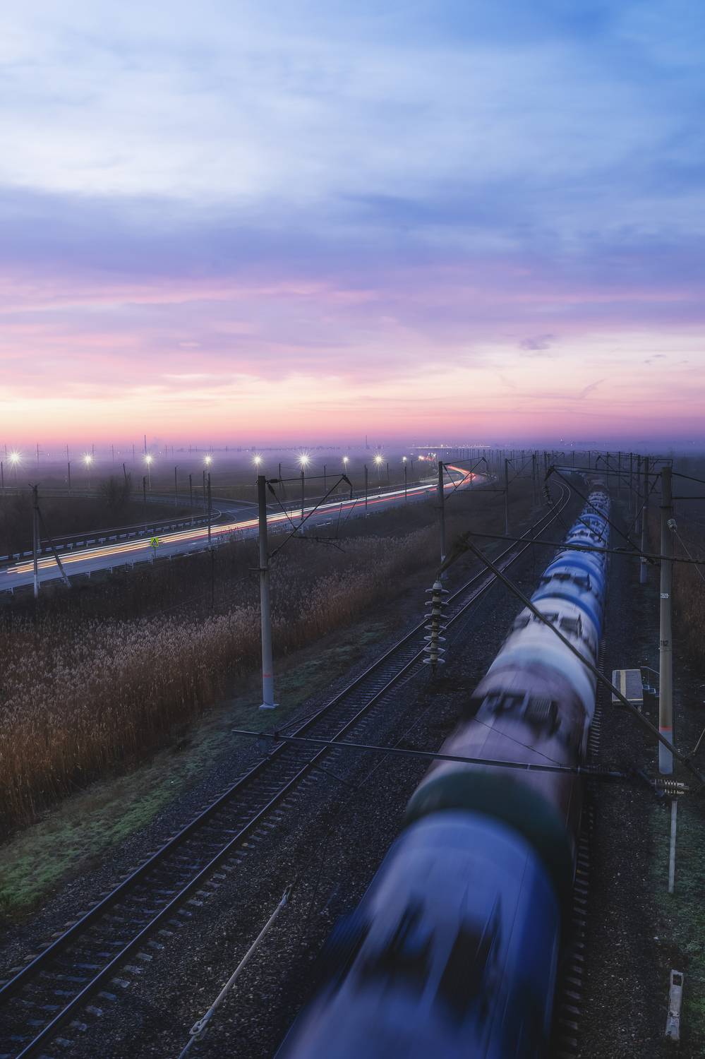 поезд,дорога, рассвет, небо, астрахань,утро, Влад Рябинин