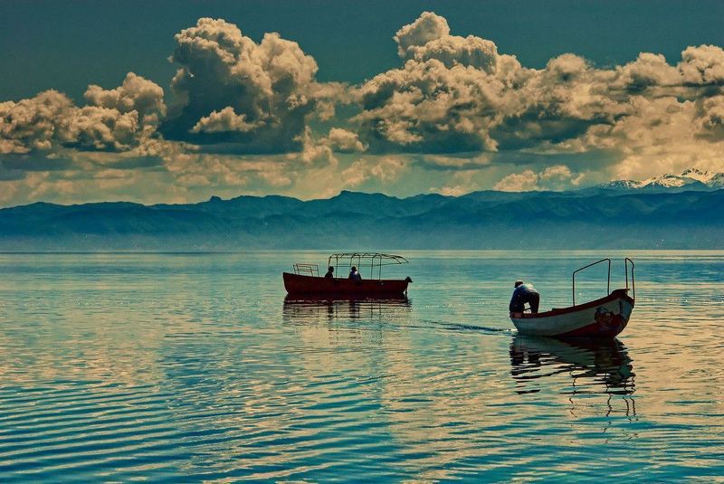 Sunset on Lake Ohrid, Macedonia фото превью