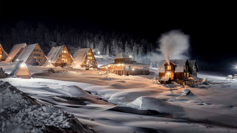 Сибирь, Ергаки, зима, горы, сказка, ночь, Siberia, Ergaki, winter, mountains Зимняя Сказка фото превью