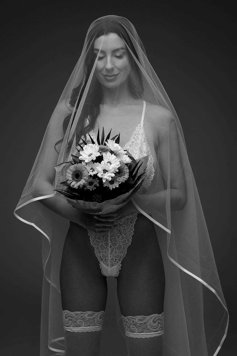 model, fine art, sexy, sensual, black and white, woman, female, body, erotica, glamour, curves, portrait, beautiful, lingerie, legs, flower, Lajos Cs&aacute;ki