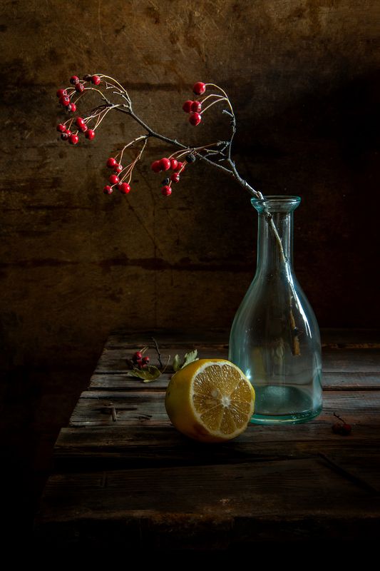 натюрморт, лимон, осень, рябина С лимоном фото превью