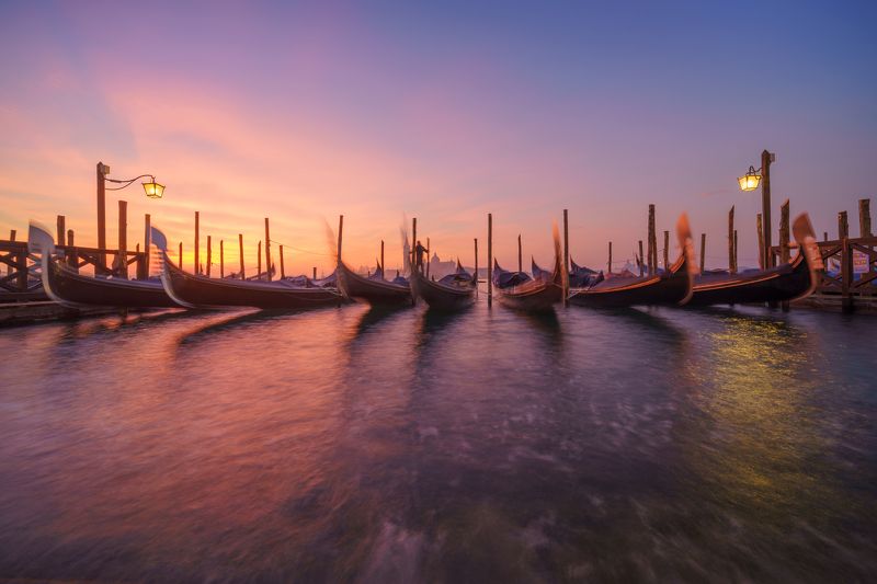 italy, venice, landscape, sunrise, gondole, Venice фото превью