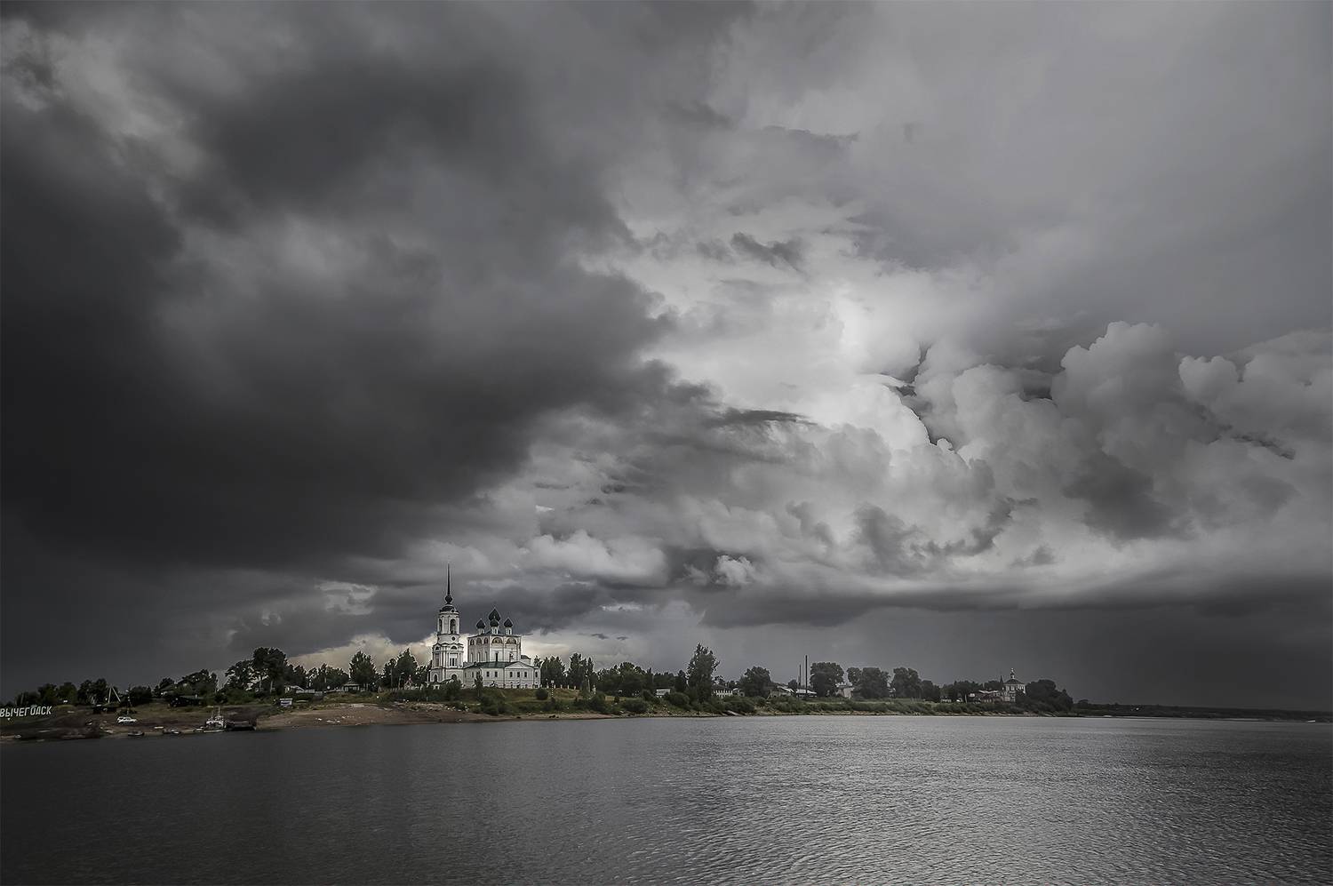 тучи, река, вычегда, сольвычегодск, небо, дождь, собор., Анкудинов Леонид