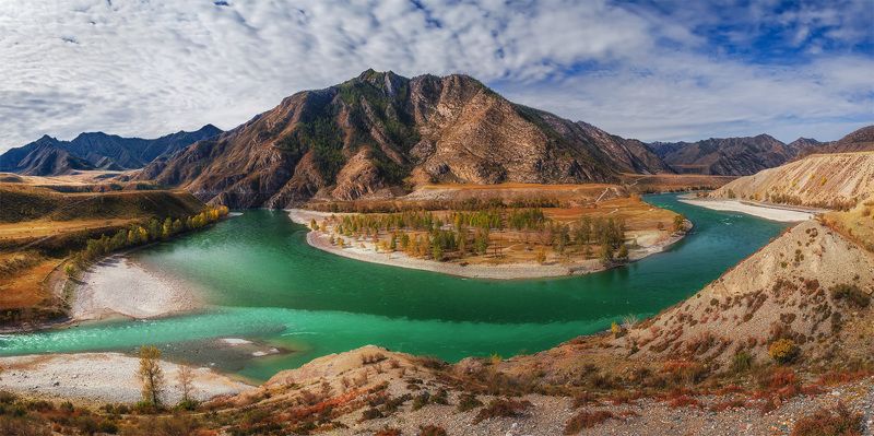 Алтай, Горный алтай, Горы, Катунь, Мульта, Озеро, Осень, Панорама, Пейзаж, Природа, Река, Сибирь, Чуя По Алтаю фото превью