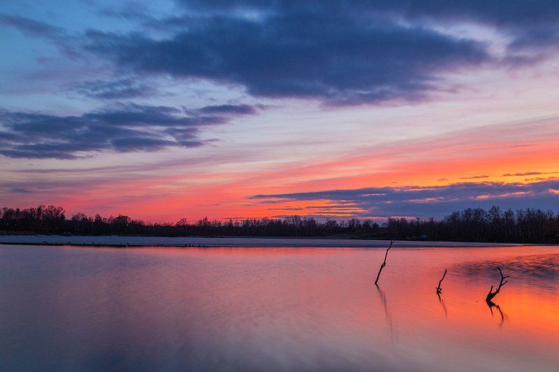 Landscape, Долгопрудный, Закат, Павельцевский залив, Пейзаж, Подмосковье, Природа Павельцевский залив. фото превью