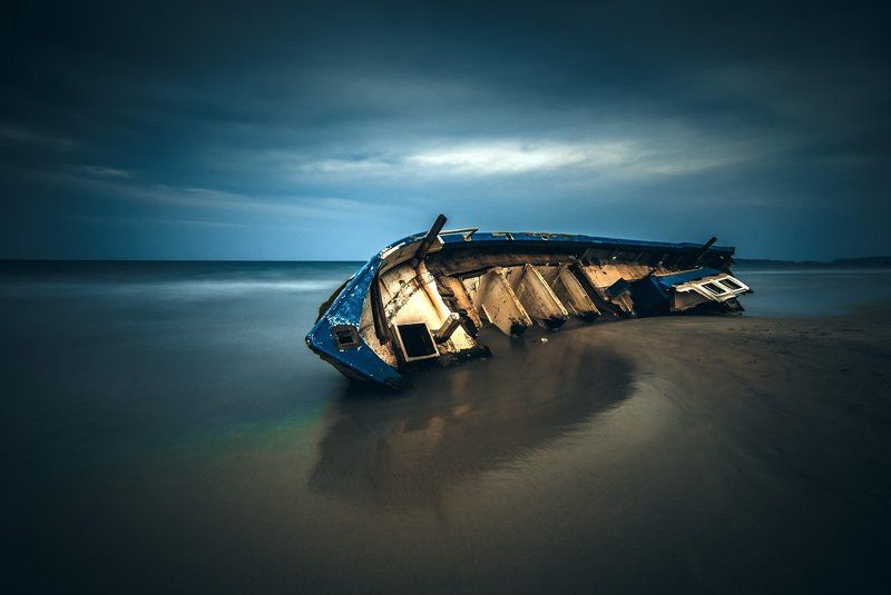 Шри Ланка, старая, океан, лодка, длинная экспозиция, апрель, sri lanka, old boat, ocean, long exposure, april Old boat... фото превью