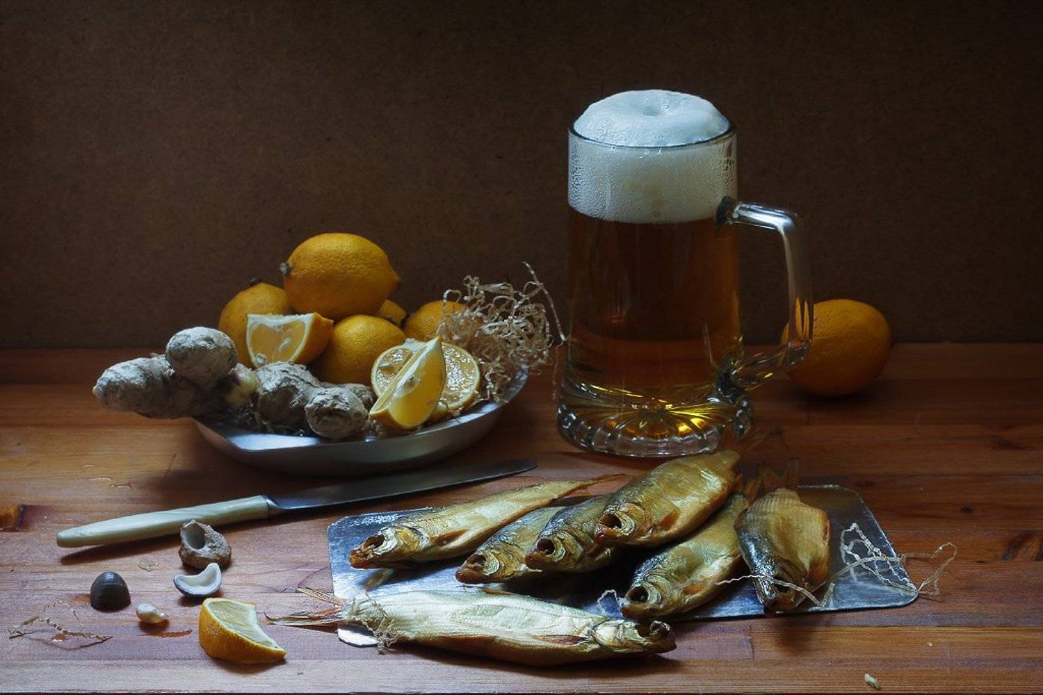натюрморт, пиво, эль, имбирь, лимоны, рыба, вяленая рыба, октоберфест, , Анна Губина