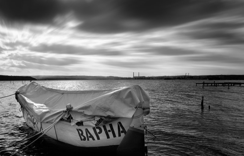 baltic sea, black and white, boat, bw, clouds, seascape Varna фото превью