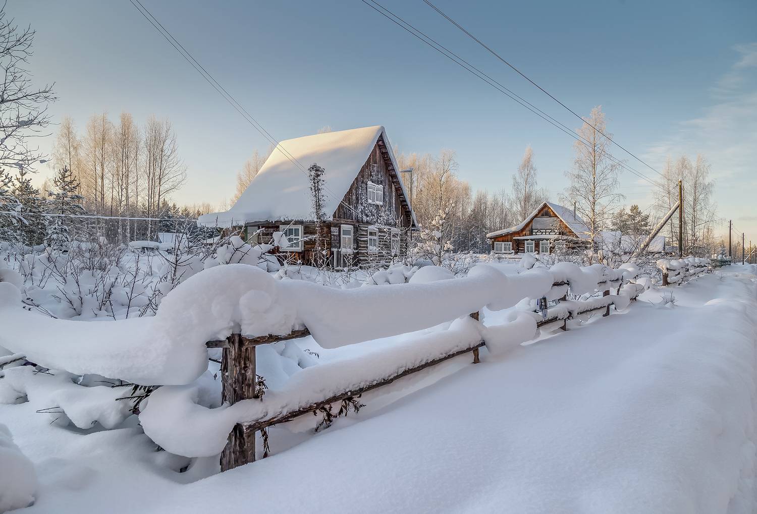 снег, дачи, изгородь, сугроб, зима, дом, Анкудинов Леонид