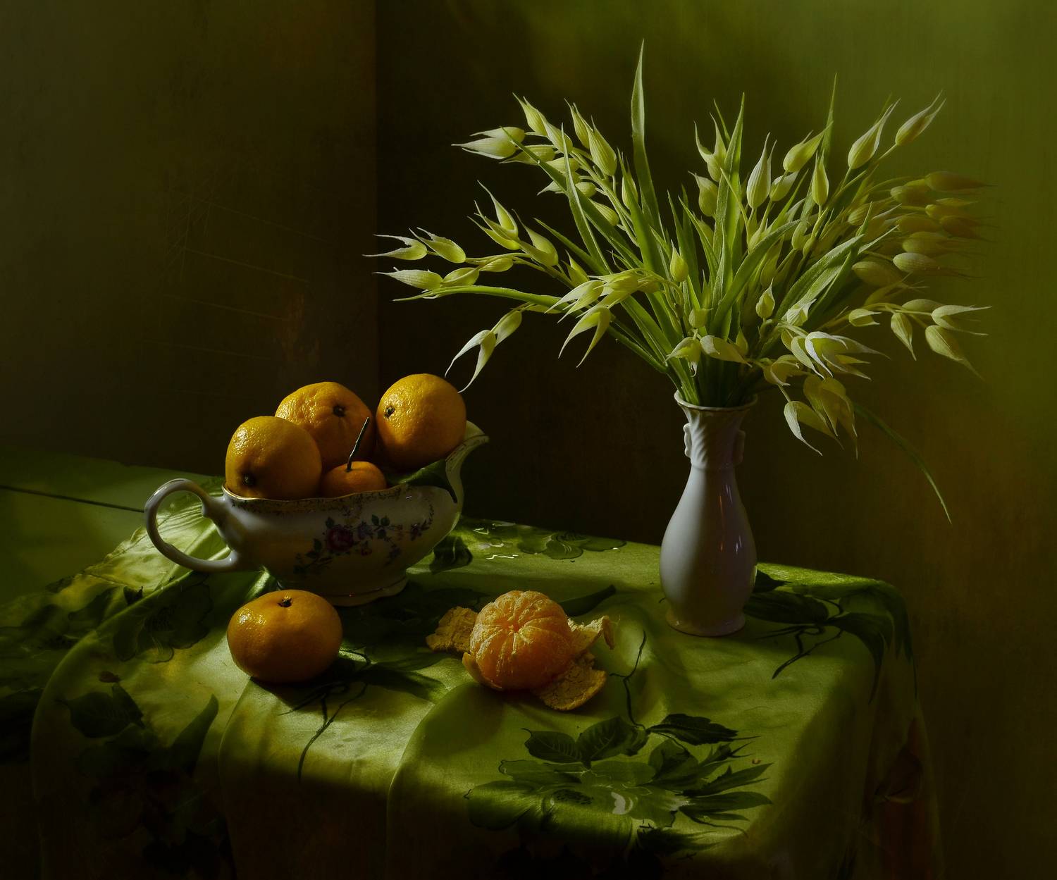 мандарины,букет,ваза,посуда,салфетка, Инаида