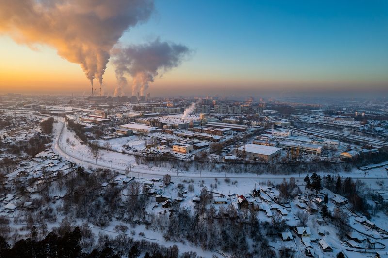 winter, snow, industrial Snow in the city фото превью