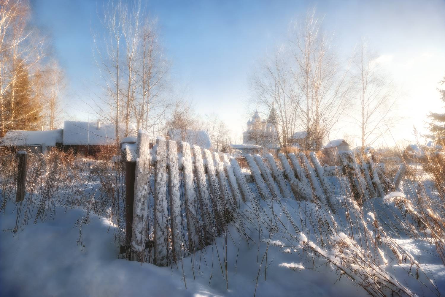 зима, утро, церковь, снег, пейзаж, купола, Макаров Роман