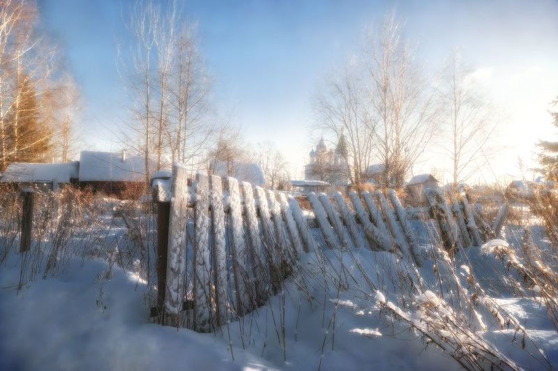 зима, утро, церковь, снег, пейзаж, купола Мороз и солнце; день чудесный! фото превью