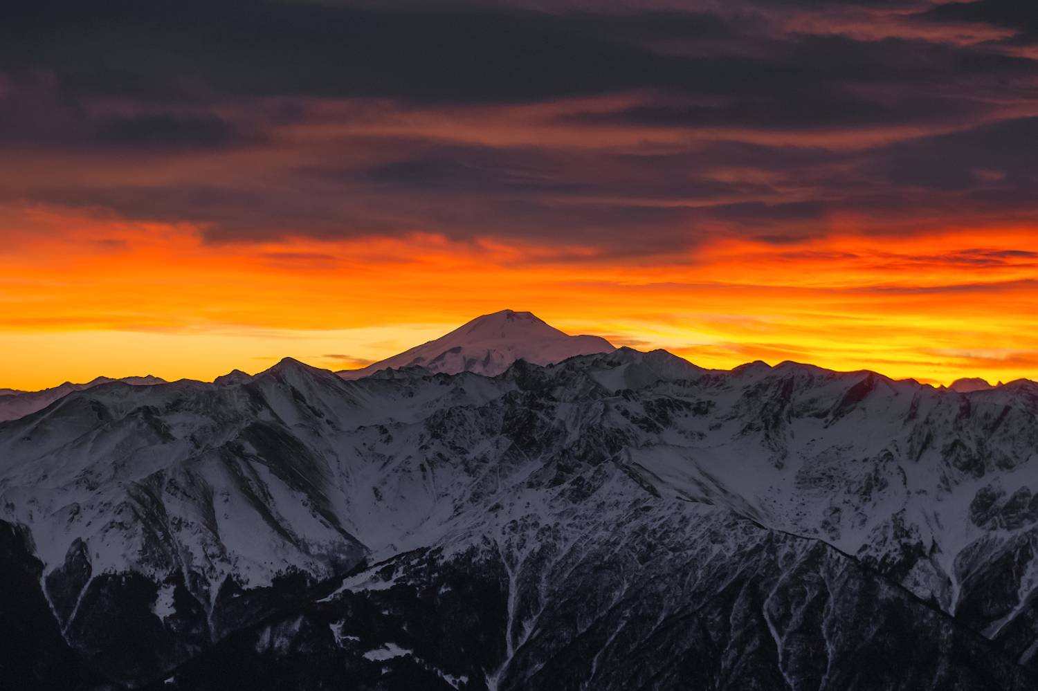 рассвет, горы, кавказ, эльбрус, Михаил Голубев