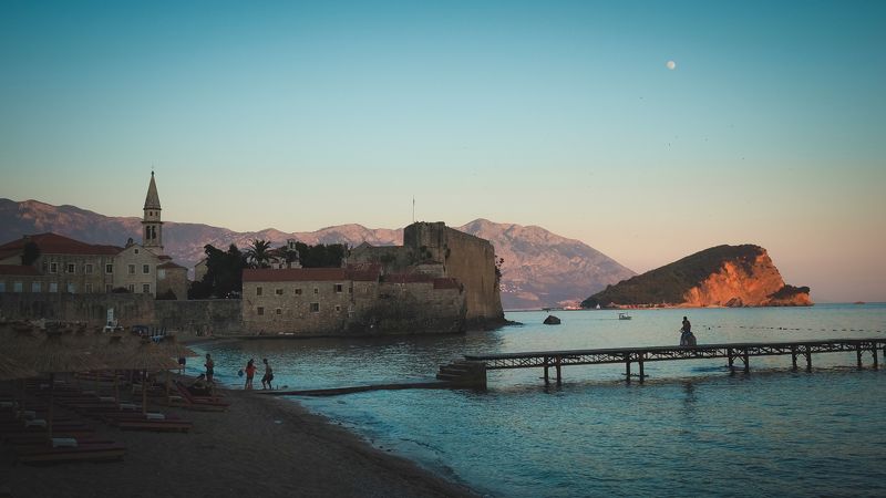 Будва, старый город, море, закат, пейзаж, архитектура, landscape, Budva, old town, sea, sunset Вечерняя Будва фото превью