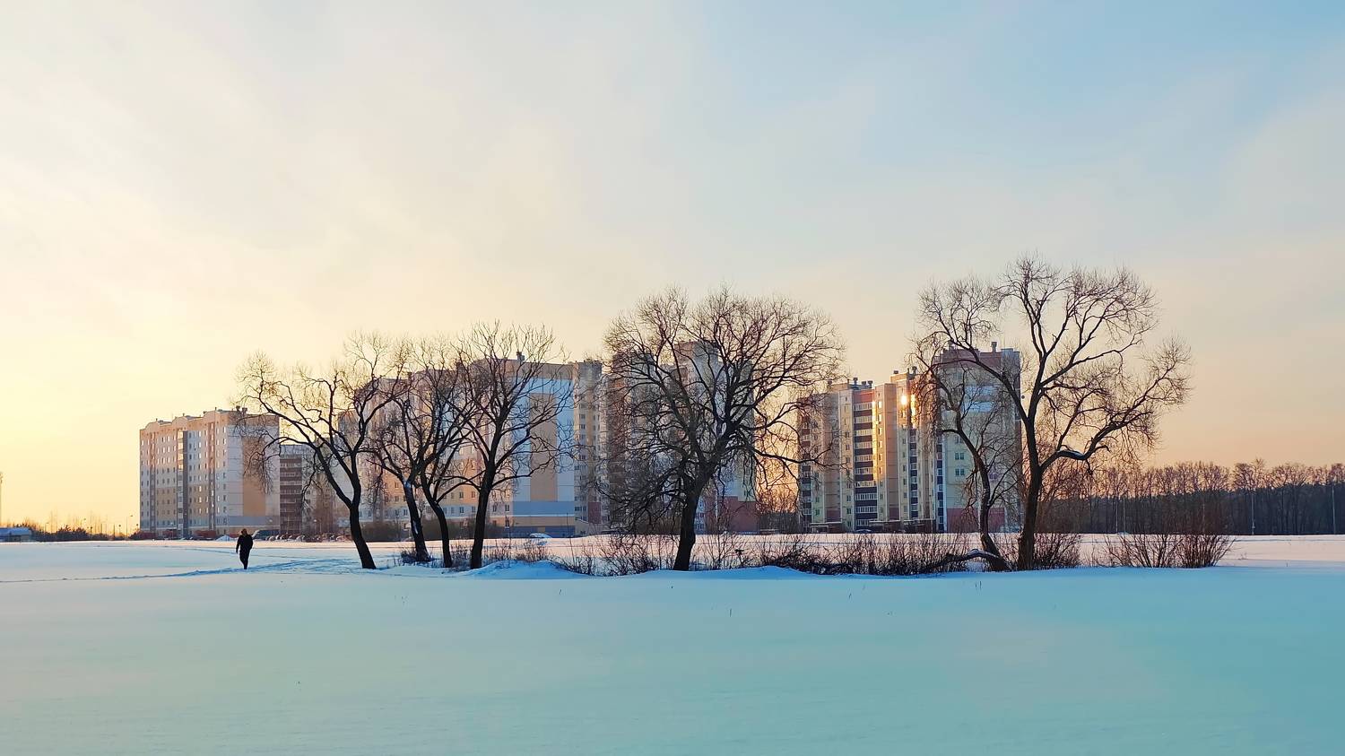 витебск, зима, мороз, утро, рассвет, одинокий прохожий, Виктор Гурков