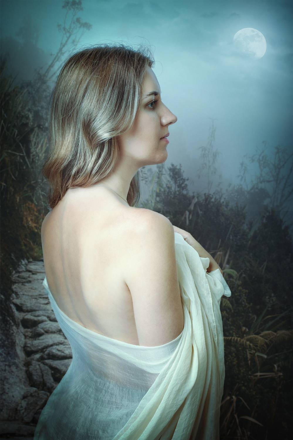 луна, девушка, ночь., Горбачева Маментьева Татьяна