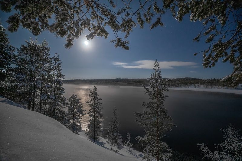 Лунная ночь на реке Тулома. фото превью