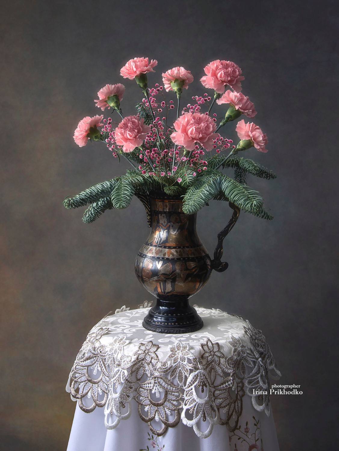 натюрморт, цветы, букет, гвоздики, Приходько Ирина