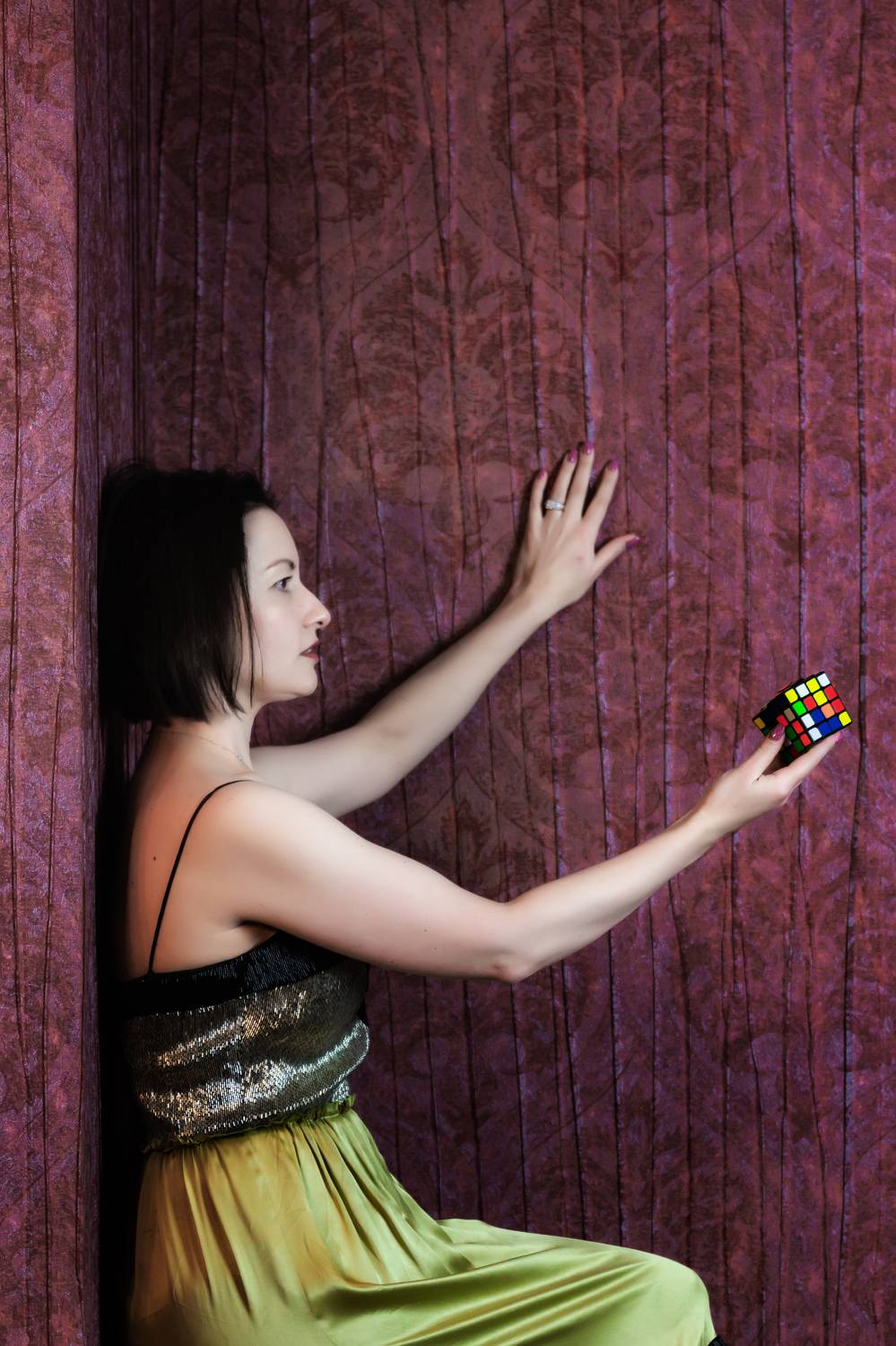 Rubik's Cube, portrait, woman portrait, woman, people, портрет, женский портрет, кубик рубика, rubik, , Alexander Toutaev