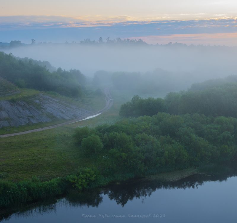кологрив костромскаяобласть, туман, река, унжа, утро, рассвет  фото превью