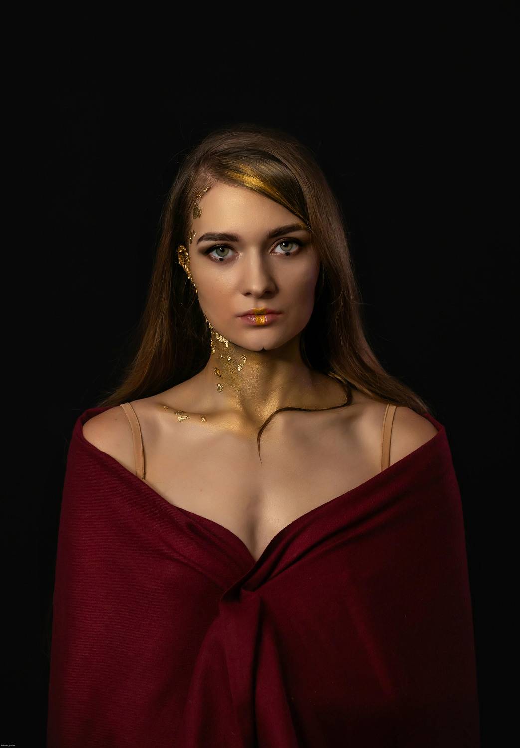 девушка, взгляд, макияж, бордовый, Аверина Елена