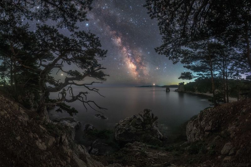 млечный путь, звезды, ночь, японское море, дальний восток, приморье На первозданном побережье фото превью