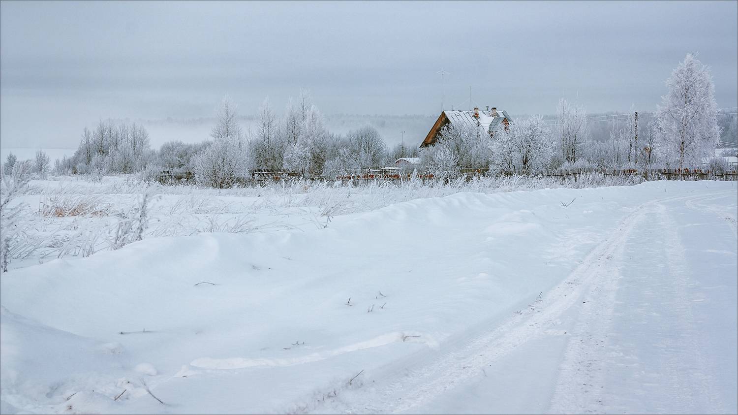 пейзаж, зима, деревня, свет, цвет, александр никитинский, Никитинский Александр