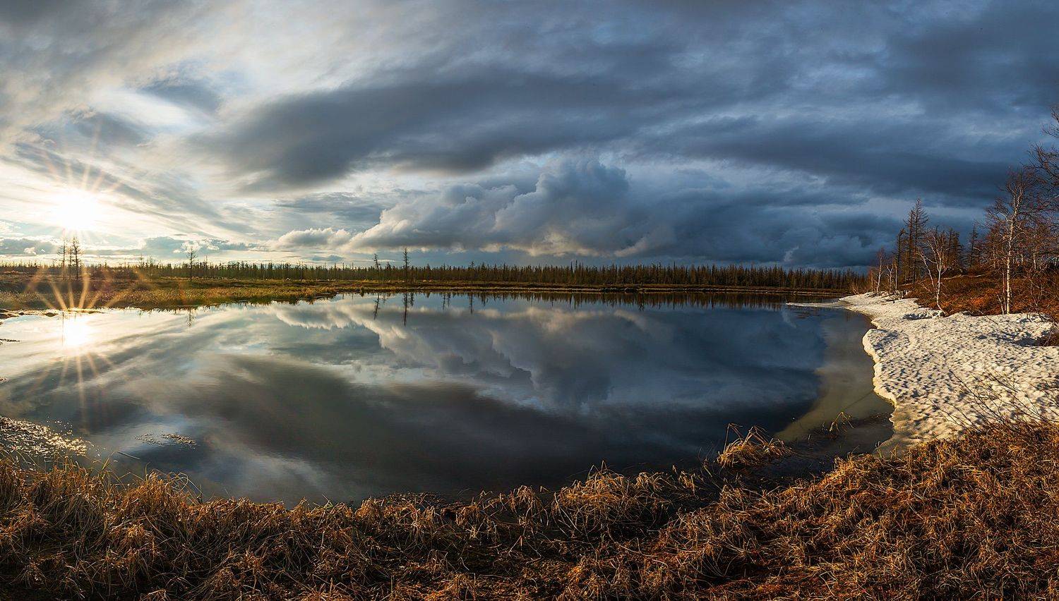 Весна, Озеро, Отражение, Снег, Ямал, Pavel  Evgrafov