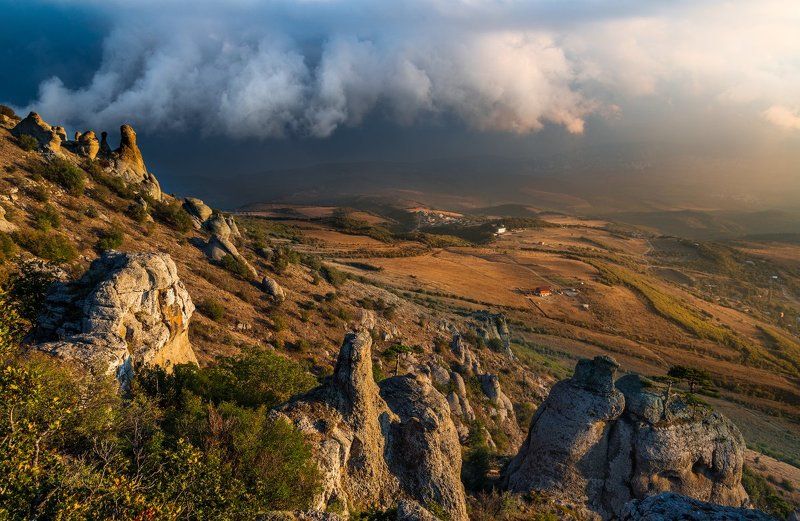 Демерджи, Долина привидений, Закат, Крым, Пейзаж, Шторм Долина Привидений фото превью
