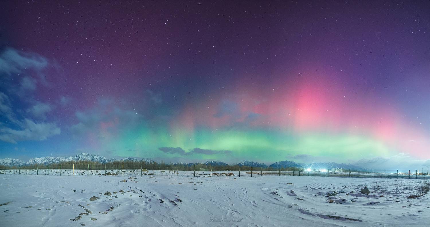 северное сияние, ночь, астрофото, звезды, Станислав Новокрещенов
