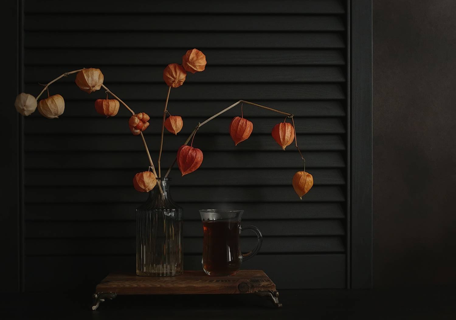Physalis, vase, still life, drink, tea, shades, colors, физалис, ваза, натюрморт, напиток, чай, оттенки, цвета, Стасов Виталий