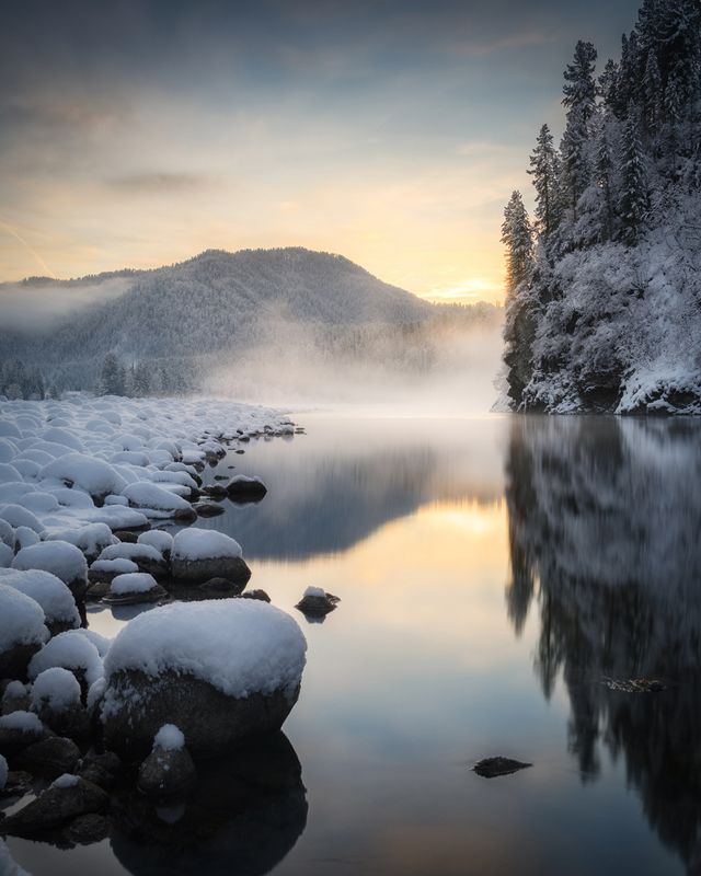 алтай, горный алтай, пейзажи алтая, турочакский район, горная река, бия, зимний алтай, горы, зимний пейзаж, горная тайга, зимнее утро, парящая река Встречая утро фото превью