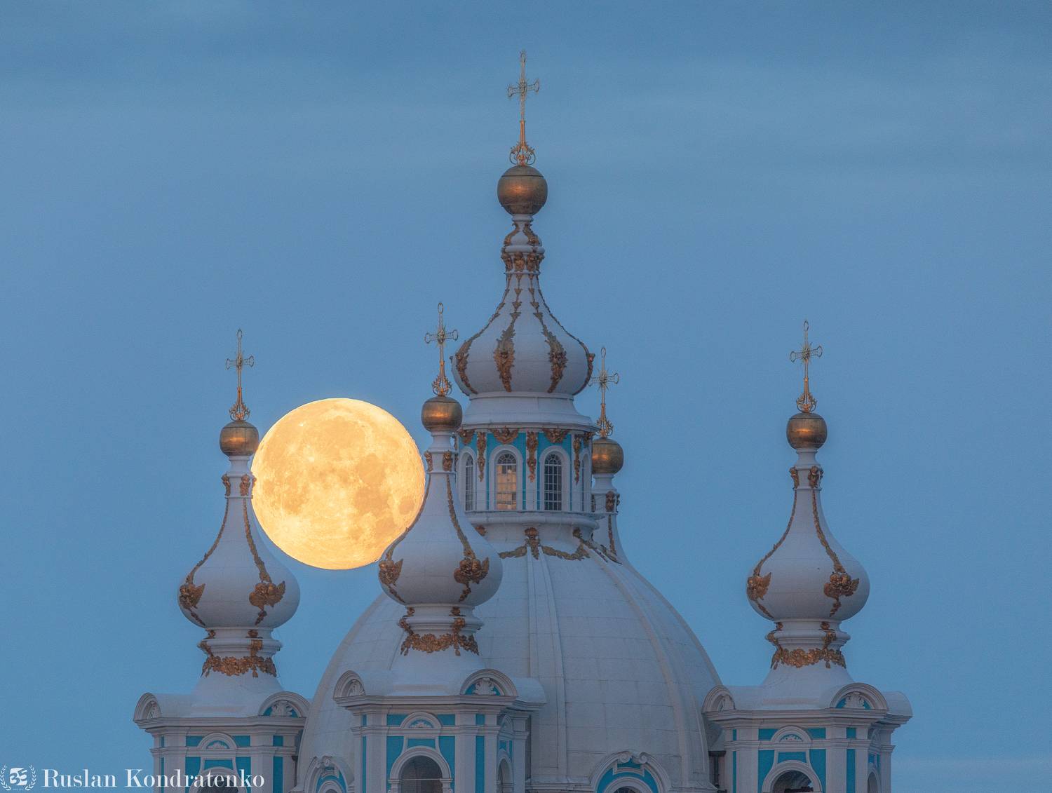 санкт-петербург, прострел, смольный собор, луна, полнолуние, Кондратенко Руслан