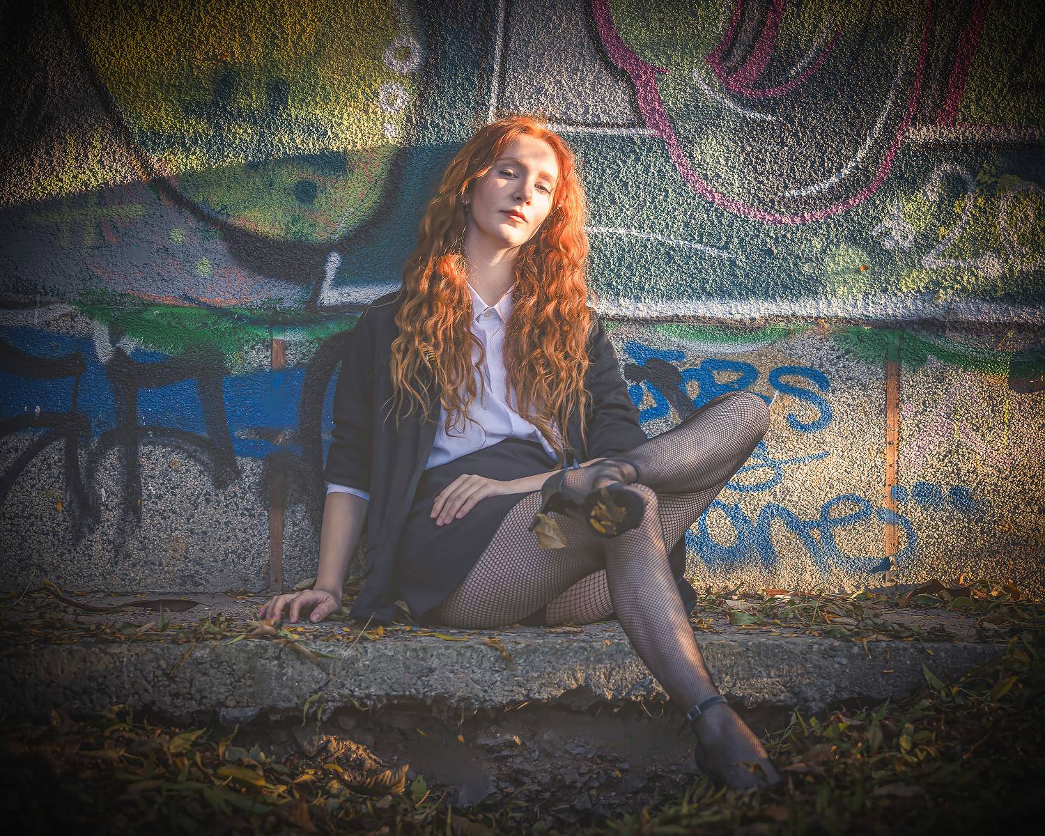 девушка, портрет, рыжая, колготки, сеточка, Дмитрий Александров