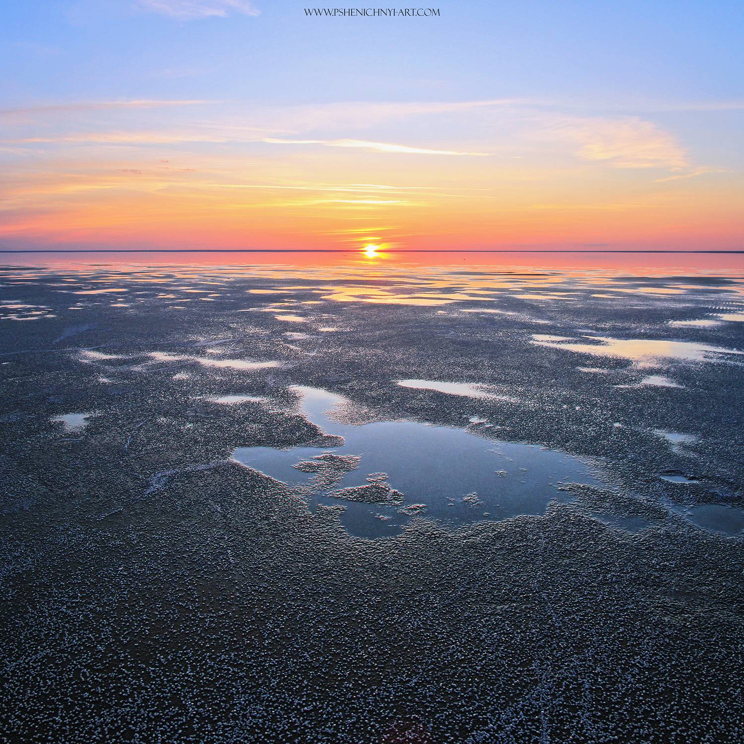 эльтон, небо, солнце, закат, отражение, Пшеничный Андрей