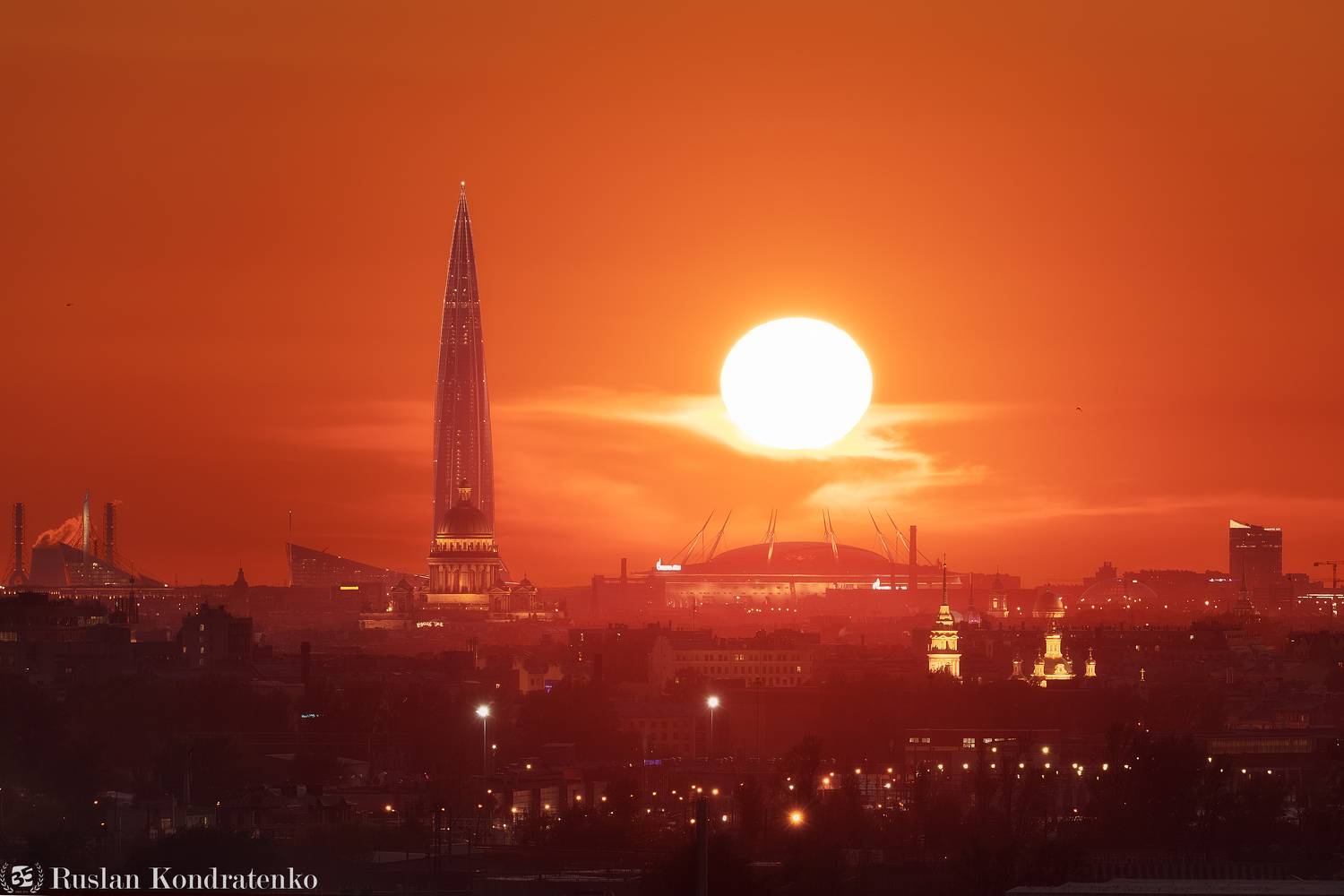 санкт-петербург, закат, исаакиевский собор, лахта-центр, лахта, небоскреб, прострел, time blending, композитная фотография, Кондратенко Руслан