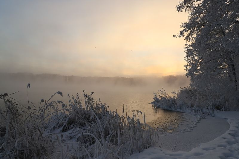 мороз, рассвет, шатура, пар, атмосфера, утро Морозная сказка фото превью