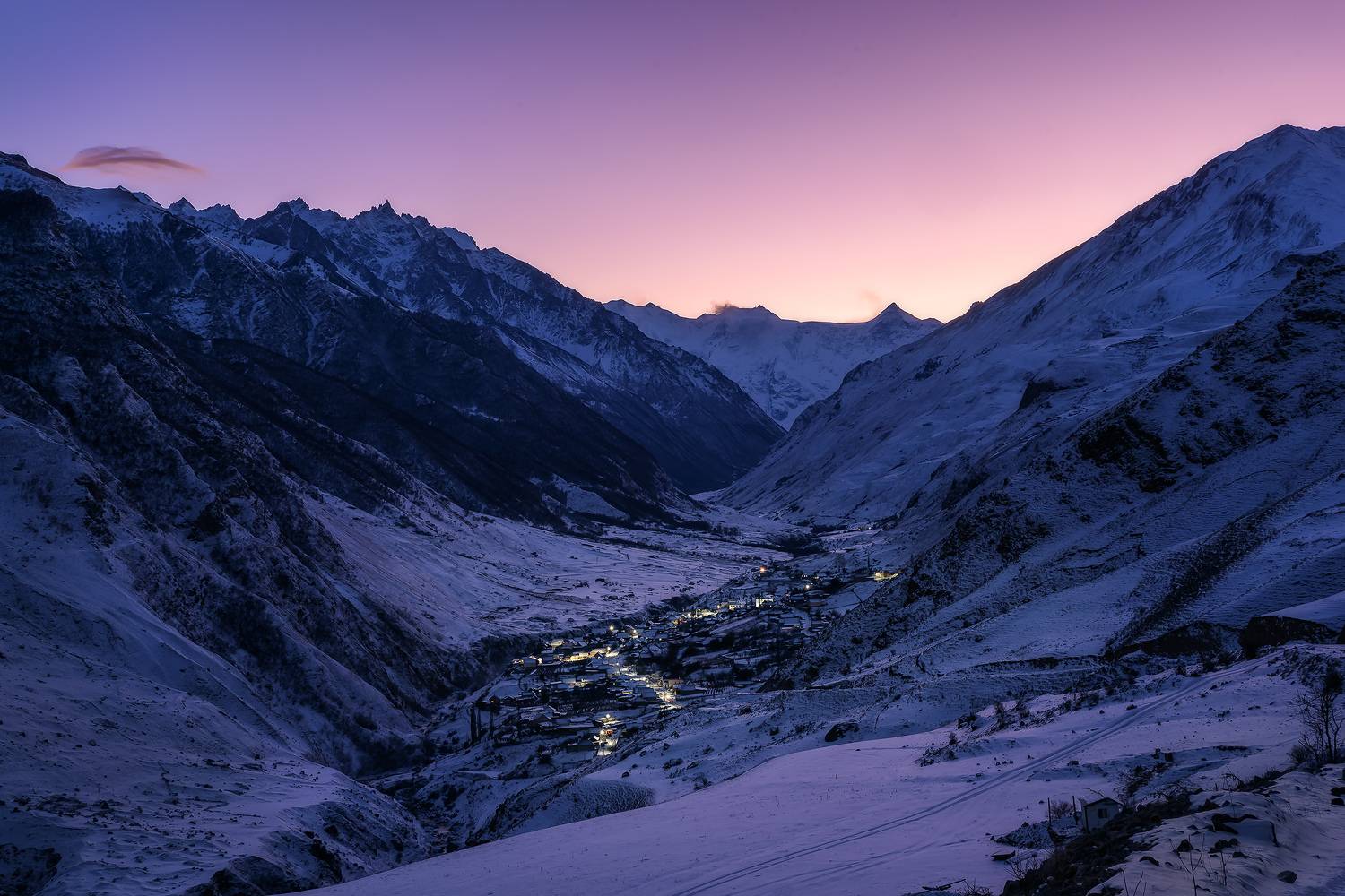 кавказ, горы, вечер, закат, безенги, кабардино-балкария, синий час, Zakharov Armen