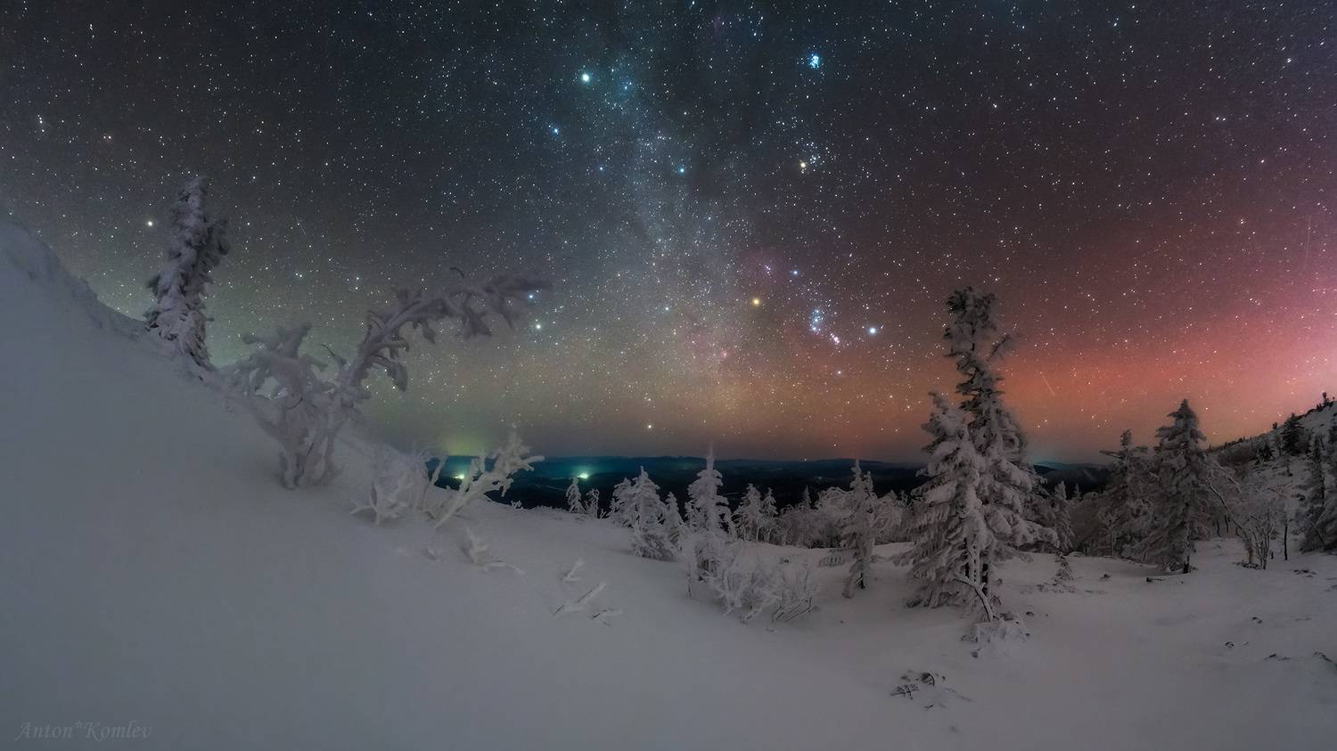 зима, ночь, звезды, орион, голец, приморье, Комлев Антон