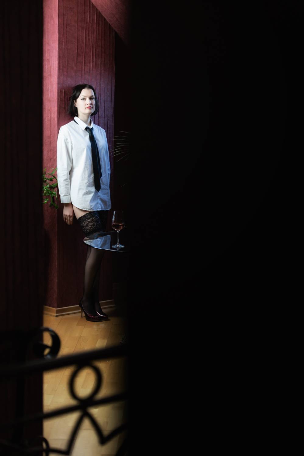 портрет, женский портрет, цвет, люди, галстук, рубашка, чулки, , Alexander Toutaev