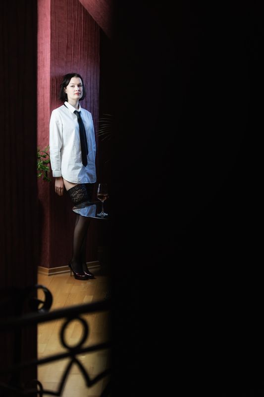 портрет, женский портрет, цвет, люди, галстук, рубашка, чулки,  *** фото превью