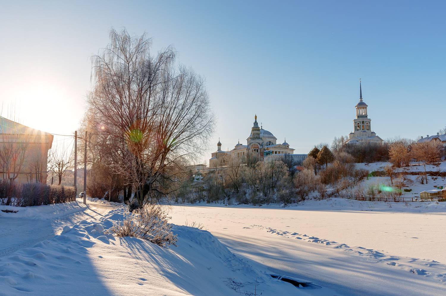 торжок, рассвет, мороз, река, туман, иней, храм, тверца, тверская обл, Александр Телешов