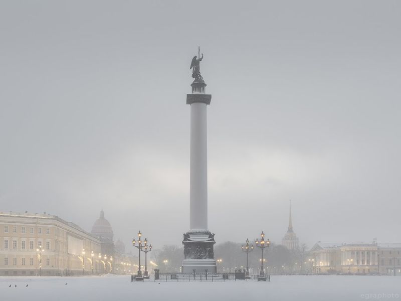 санкт-петербург, спб, россия, питер, spb, saint-petersburg, piter, russia, дворцовая площадь, александринский столп, александровская колонна Белый столп фото превью