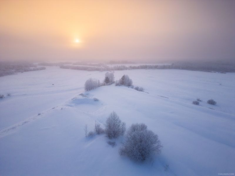 пейзаж, зима, снег, лес, деревья, landscape, woodland, winter, snow, sunset, мороз, коми, закат, frozen, komi, иней, дрон, аэрофотография, drone Крепкие морозы фото превью