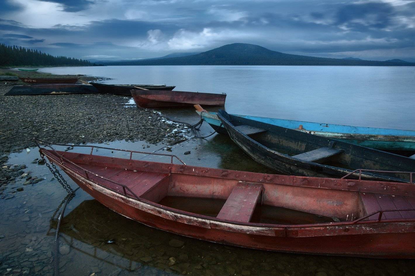 Зюраткуль, Лодки, Озеро, Рассвет, Урал, Владимир Ляпин
