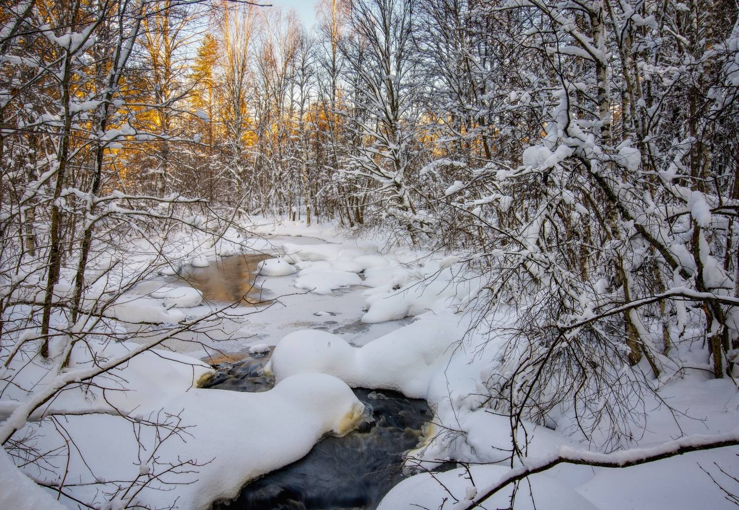 снег мороз камни сугроб лес деревья, Шишпанов Игорь