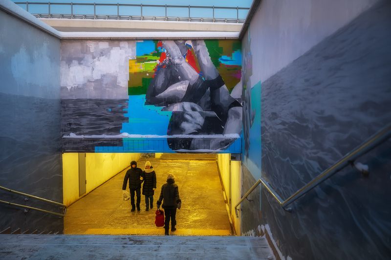 город, тюмень, зима, переход, цвет, стритфотография, уличнаяфотография, алтушкинсергей Краски города фото превью