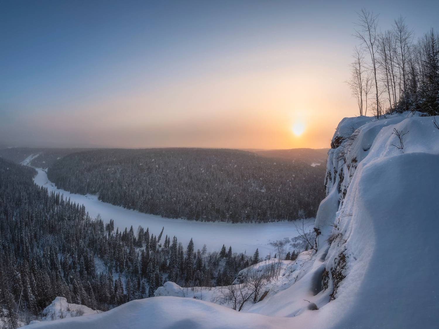 пермскийкрай усьва рассвет солнце пейзаж мороз река россия урал, Саблин Станислав