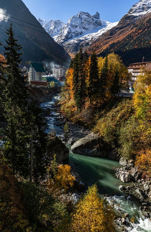 Домбай, Кавказ, Горы, Осень, Утро Домбай фото превью